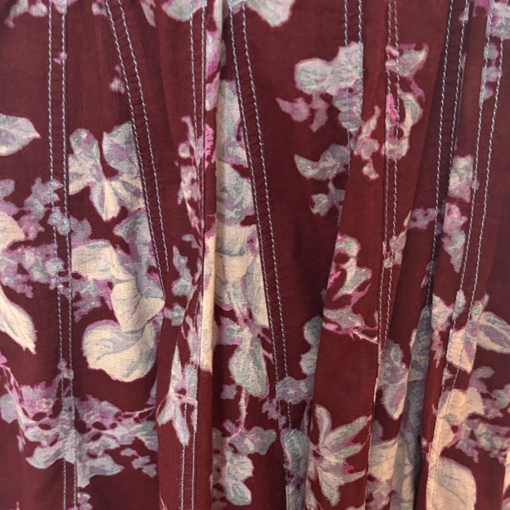 Free People Sully Floral Pleated Mini Dress Raisin Combo XS - Picture 6 of 12